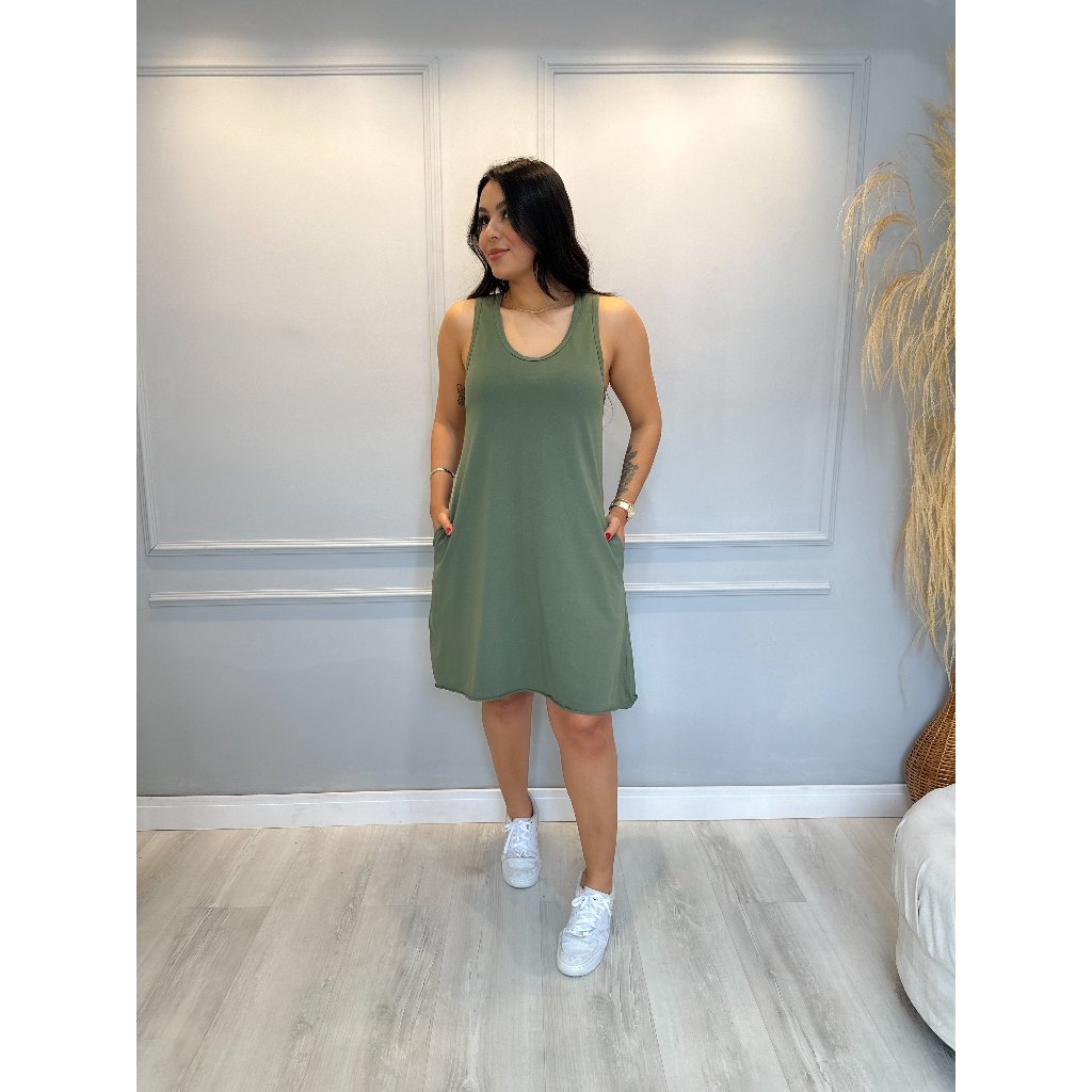 Vestido Regata Liso CURTO Estonado 100% algodão em Oferta na Shopee