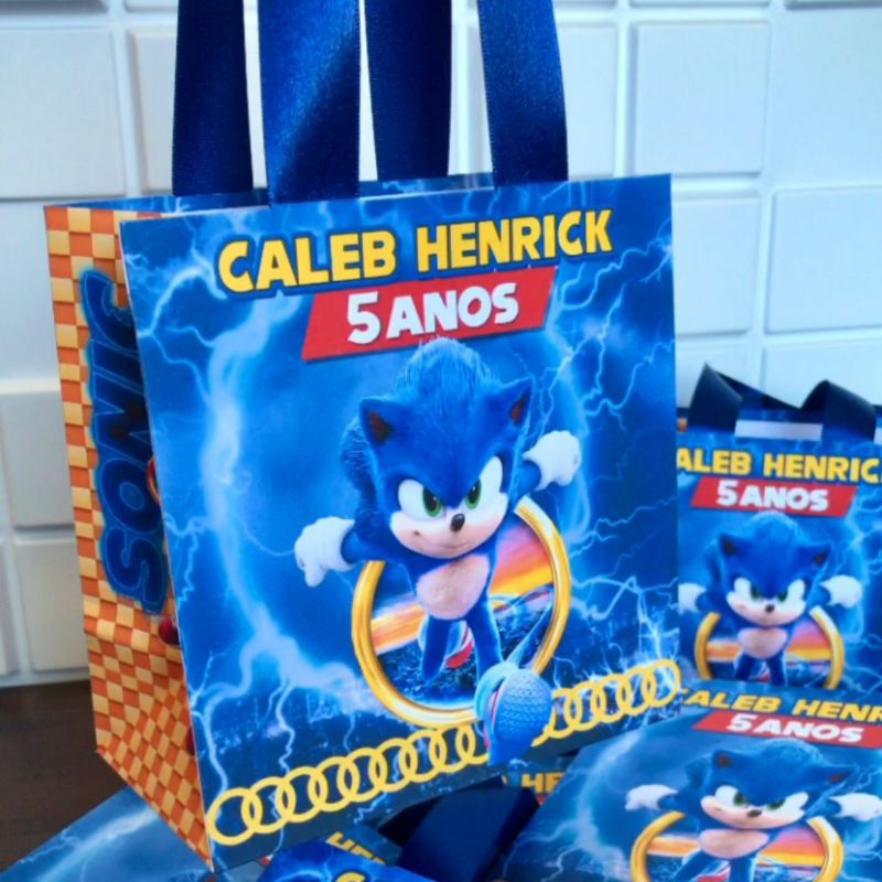 Sacolinha Personalizada Sonic - Sacolinha surpresa - Personalizados - Festa - Aniversário - Lembrancinhas