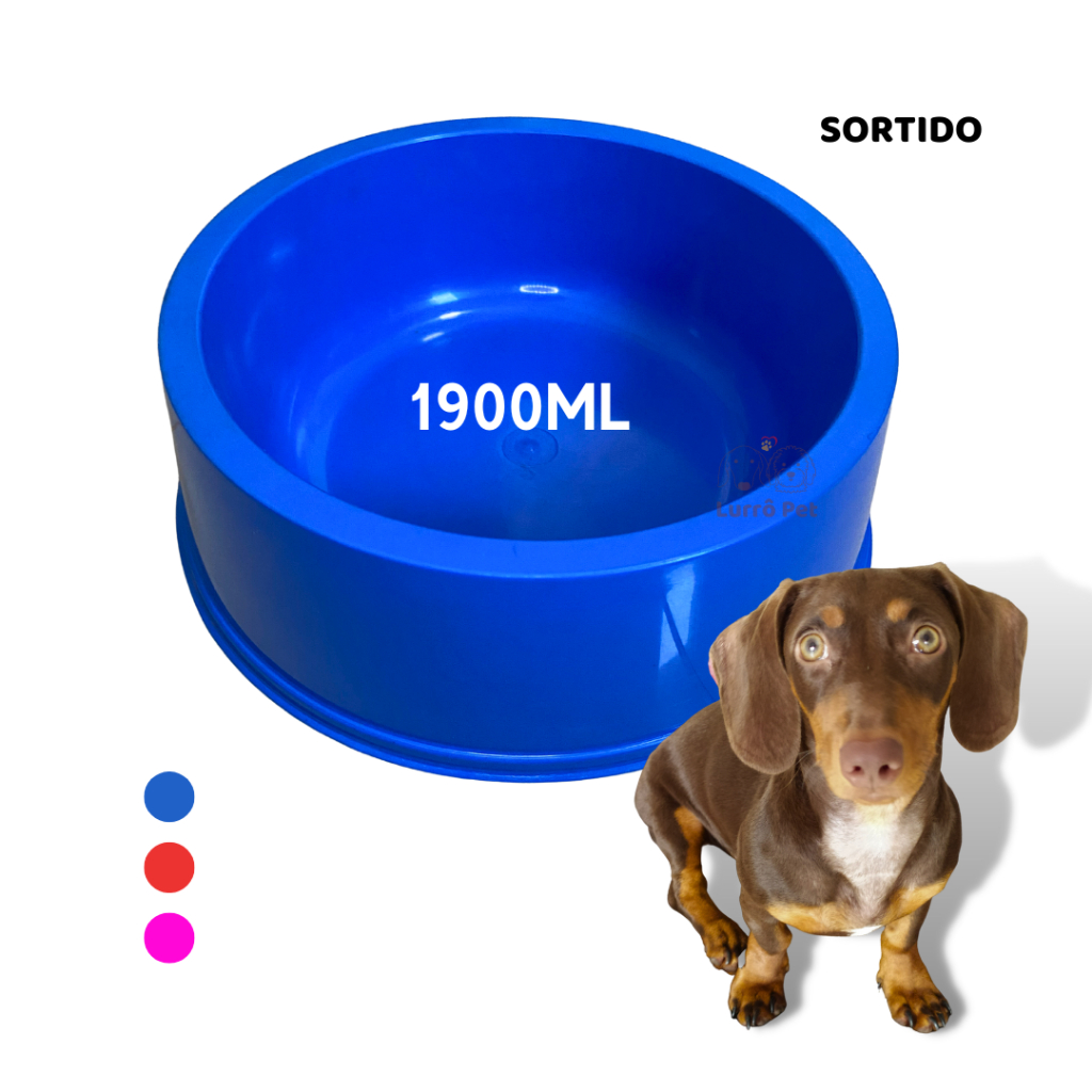 Comedouro Grande SORTIDO Para Cachorro Gato Pet Nº4 Sortido 1900Ml em Oferta na Shopee