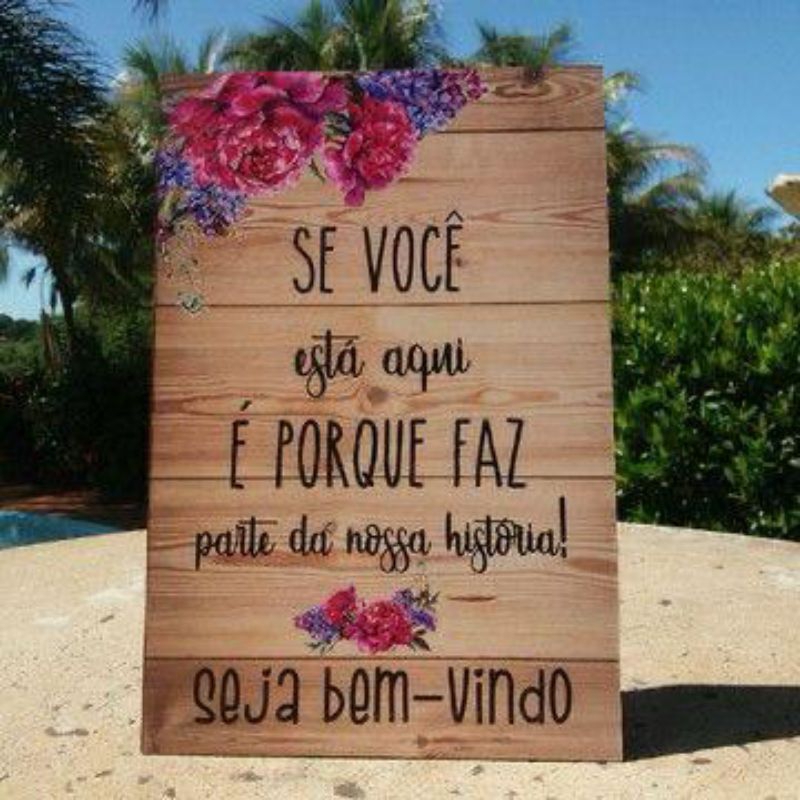 Placa Decorativa Para Casamento Personalizada Sejam Bem Vindos Flores Coloridas em Oferta na Shopee