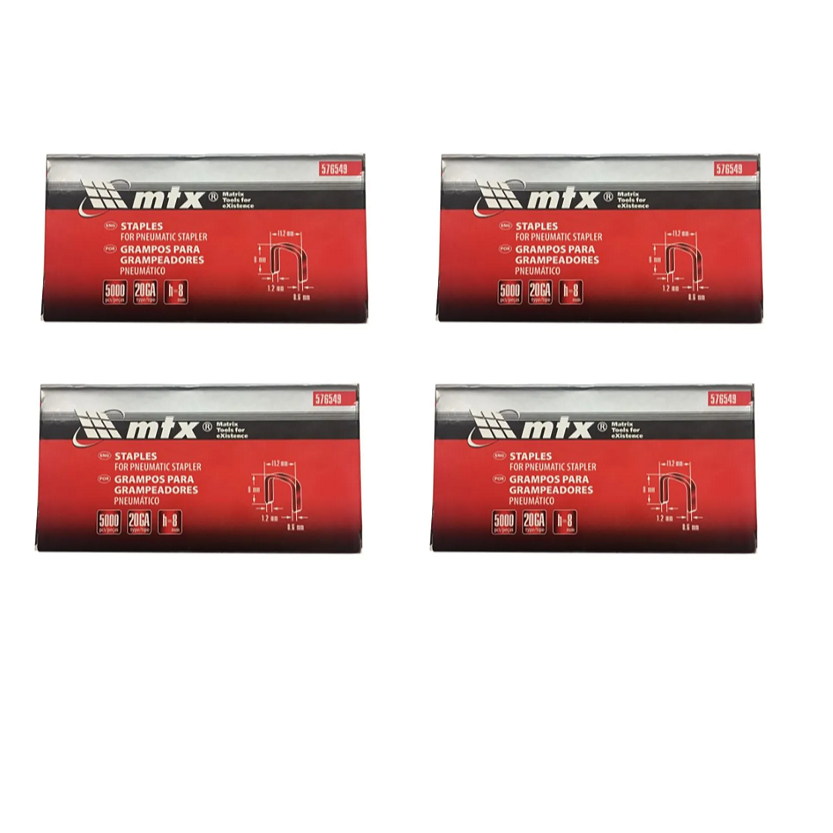 Grampo para grampeador pneumatico 8 mm 4 caixas 20.000 grampos Mtx 576549