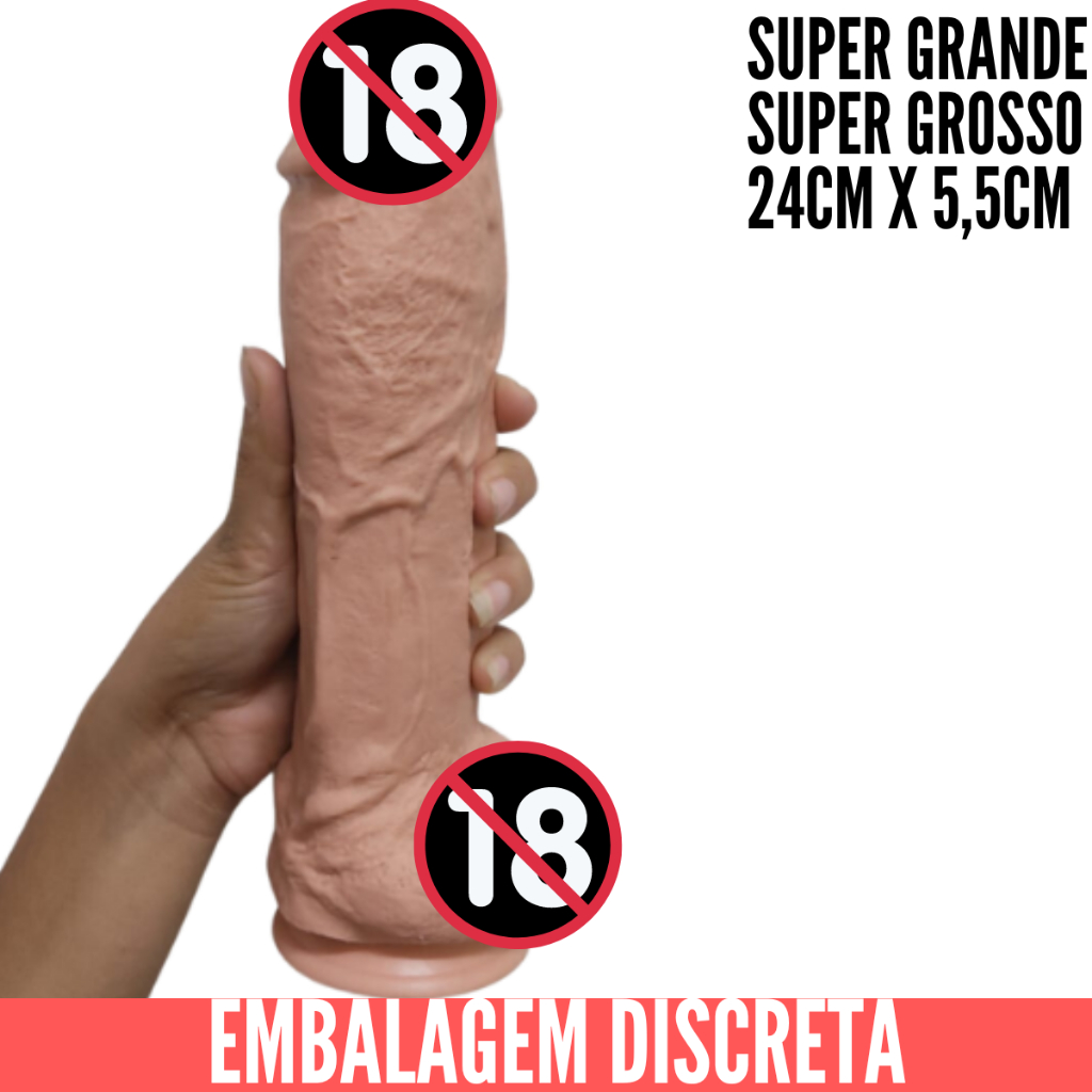 Pênis Pinto Rola Silicone Macio Realista Grosso Gigante 24cm X 5,5cm