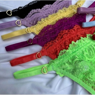 Kit 5 Calcinhas Fio Dental Duplo de Renda Alça Regulagem em Oferta na Shopee