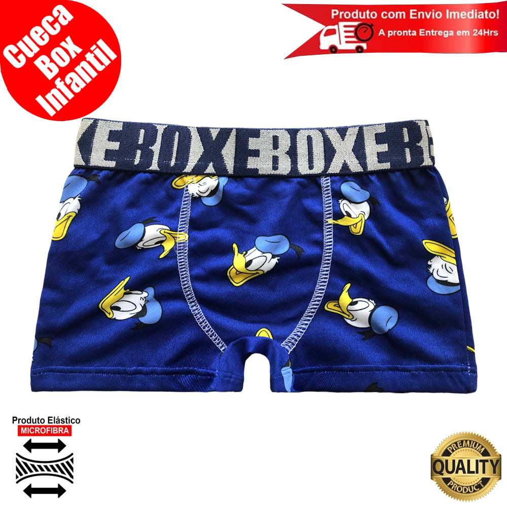 Cueca Infantil Box Boxer Estampada Lisa Microfibra