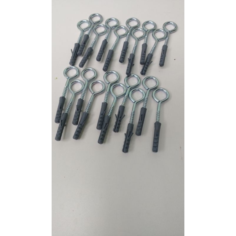 parafusos argola gancho varal com bucha 20 unidades 6 mm