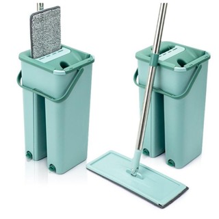 Flat Mop 2 Refis Esfregão Com Balde Rodo Mágico Lava Seca Tira Pó envio imediato