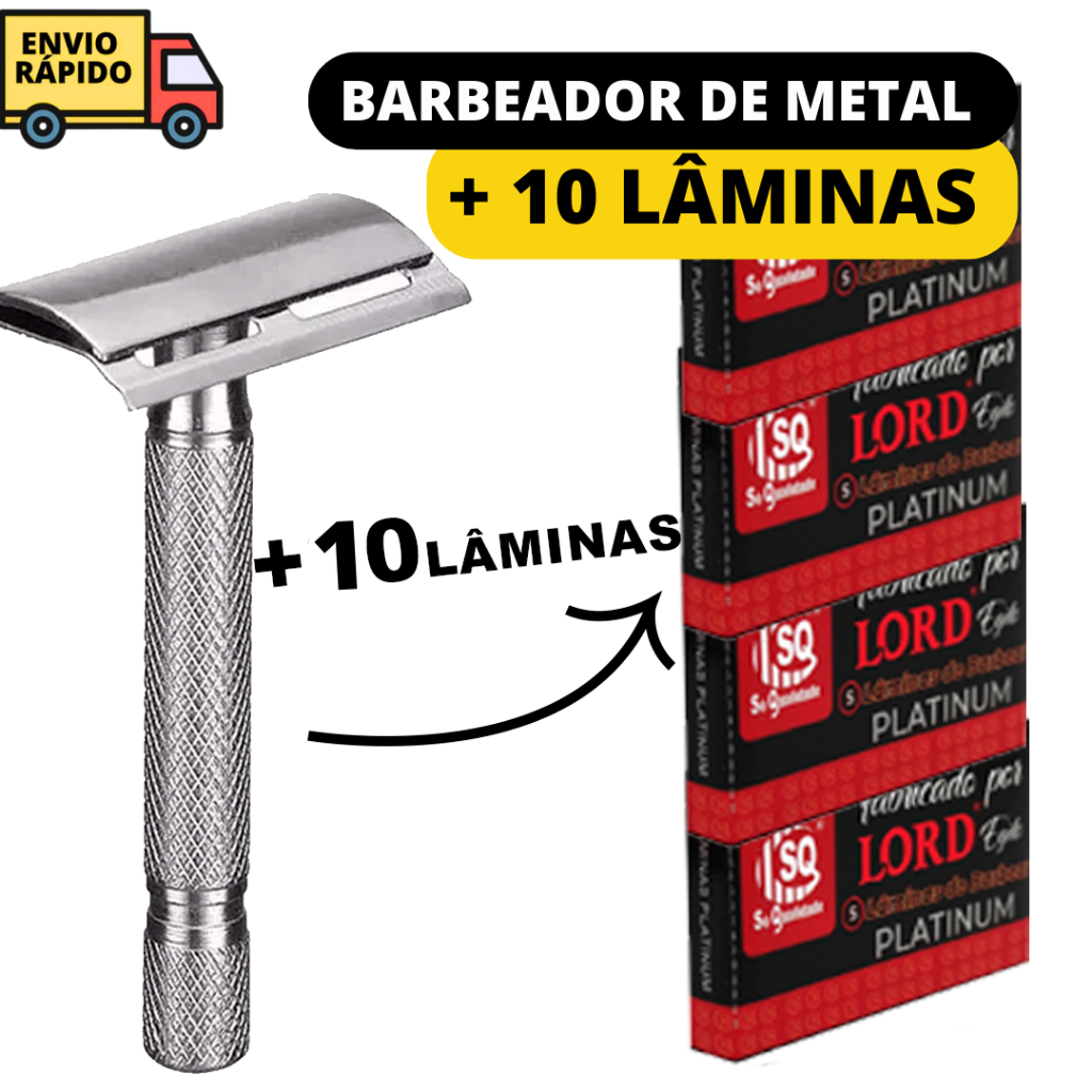 Barbeador 1 Aparelho De Barbear De Metal Durável E 10 Lâminas de Barbear Para Corpo E Rosto Uso Profissional E Pessoal