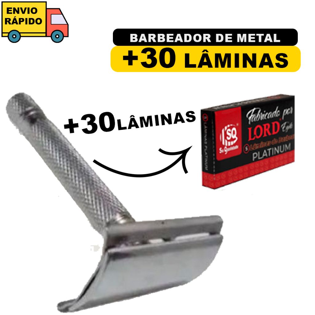 Barbeador 1 Aparelho De Barbear  De Metal Durável E 30 Lâminas de Barbear Para Corpo E Rosto Uso Profissional E Pessoal