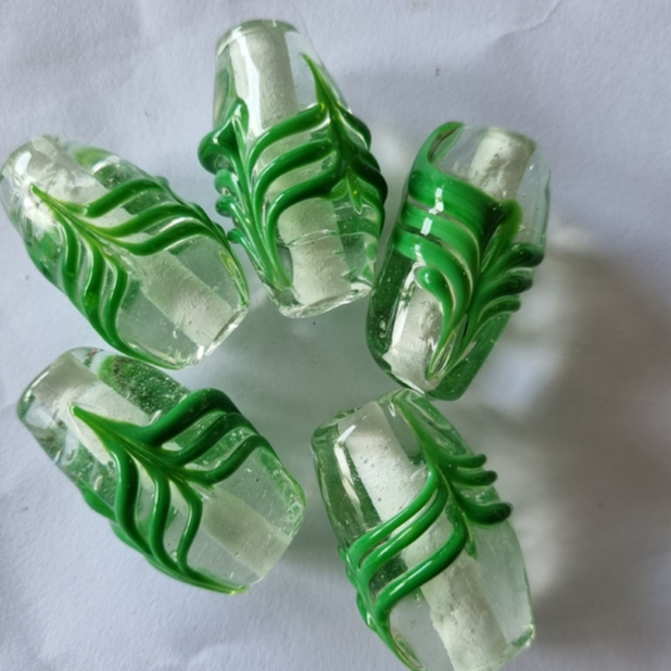 Kit C/ 3 ou 7  Unidades Firma De Murano Azeitona Cristal Escama Verde