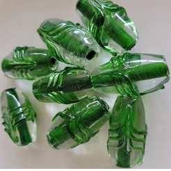 Kit C/ 3 ou 7 Unidades Firma De Murano Azeitona Cristal Escama Verde/Verde