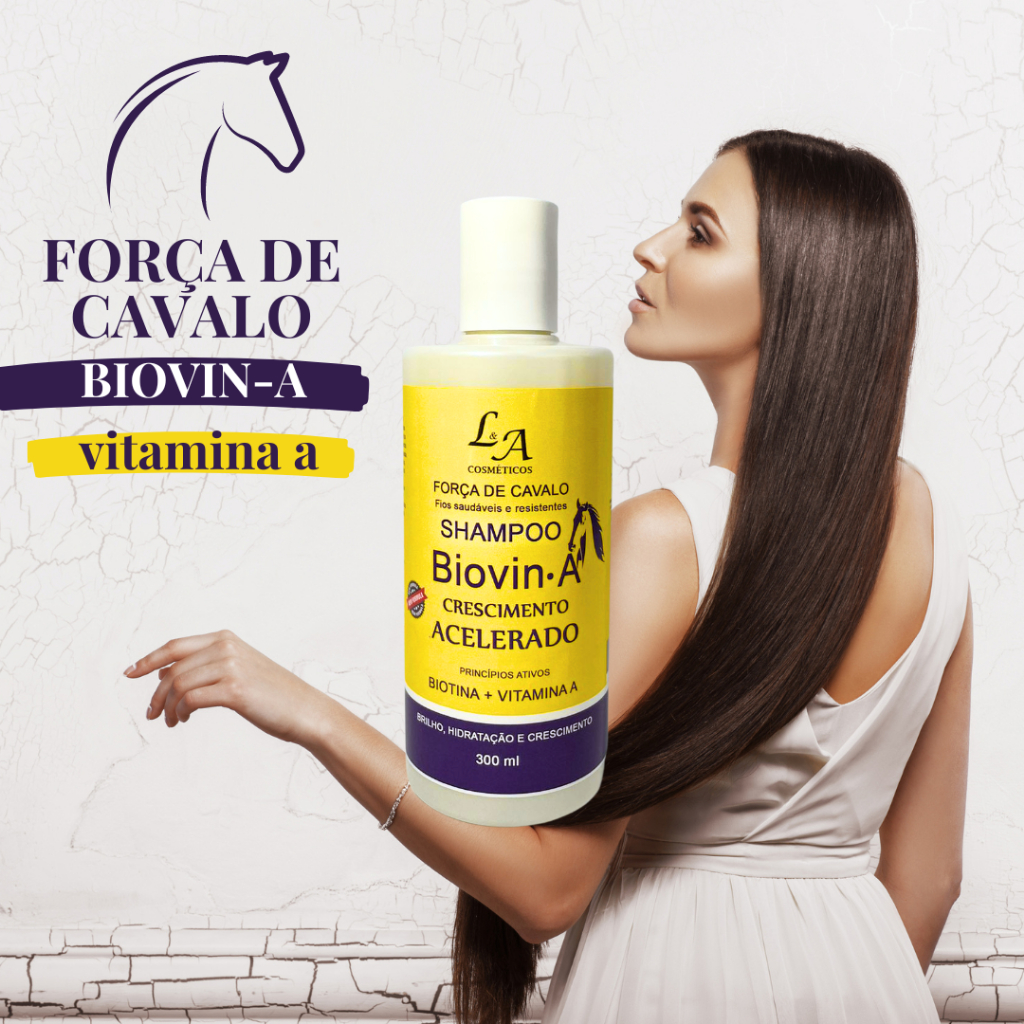 Shampoo Crescimento Capilar Biovin-A Força de Cavalo + Tônico Crescimento L&A Cosméticos 300ml