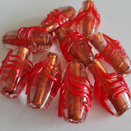 Kit C/ 3 ou 7  Unidades Firma De Murano Azeitona Cristal Escama Vermelho/Cobre em Oferta na Shopee