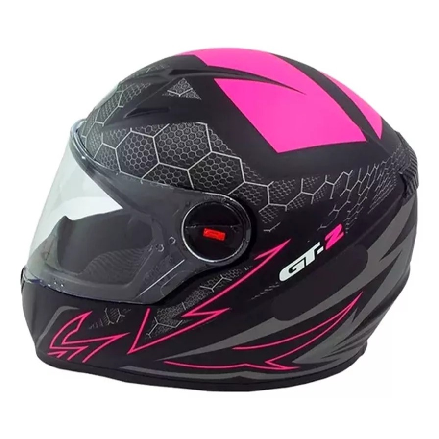 Capacete Com Viseira Masculino Feminino Fechado Gt2 Fosco Cor Rosa Desenho Capacete Fechado GT2 Rosa Fosco · foto 2