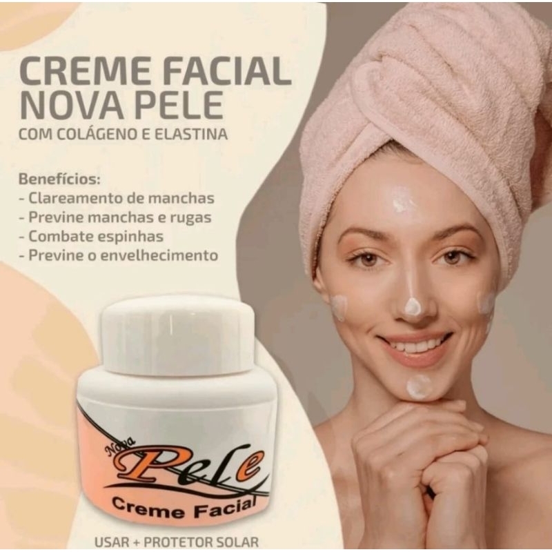 Creme Nova Pele Facial Clareador 25g Original em Oferta na Shopee