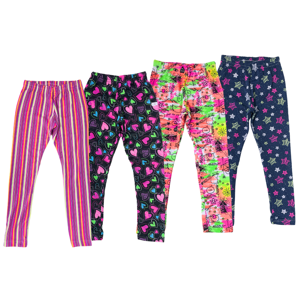 Kit 5 ou 3 Calça Legging Menina Infantil Estampadas Sortidas 2 ao 12