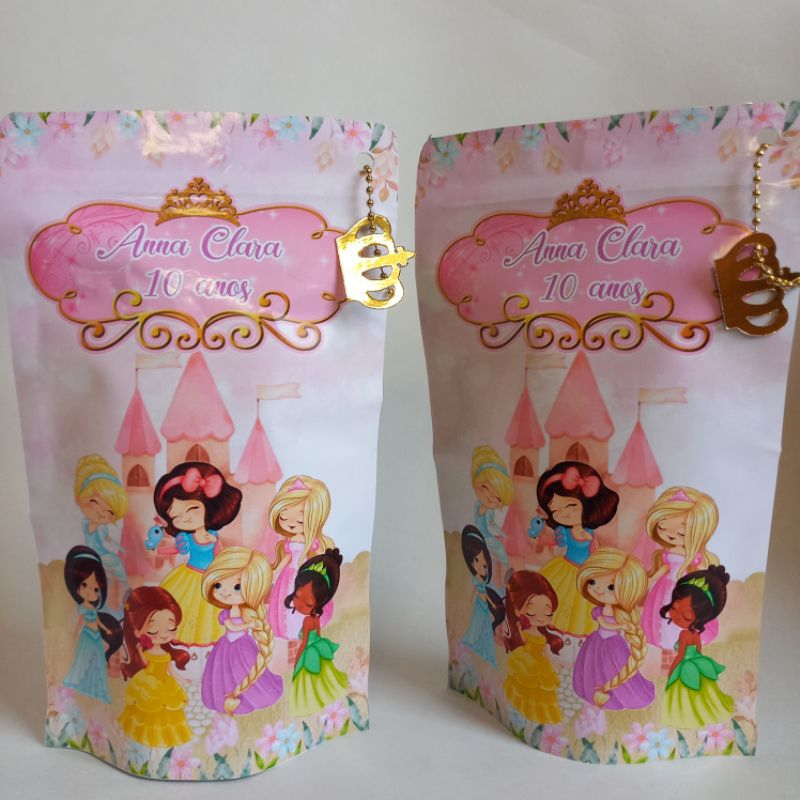 10 saquinho metalizado Zip Lock princesas cute baby /lembrancinha personalizado saco stand up pouch