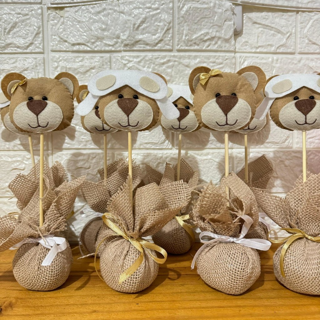 Centro de Mesa Chá Revelação Ursinhos - 10 UNIDADES em Oferta na Shopee