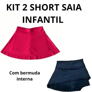 KIT 2 SHORT SAIA INFANTIL MENINA ESCOLAR VERÃO UNIFORME BERMUDA SAIA GODÊ BALLET BAILARINA em Oferta na Shopee