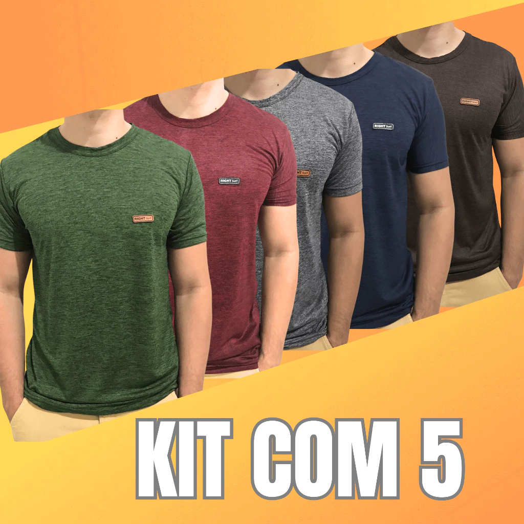 Kit 5 Camiseta Masculina Dryfit Camisa Manga Curta Gola Redonda Blusa Masculino Premium