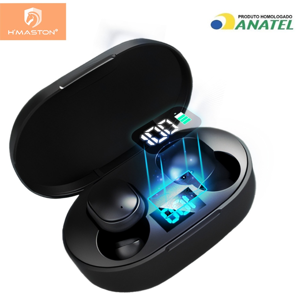 H'maston RS-26 Fone De Ouvido Sem Fio Bluetooth In-ear 5.3 Tws com LED Display Fone Preto em Oferta na Shopee