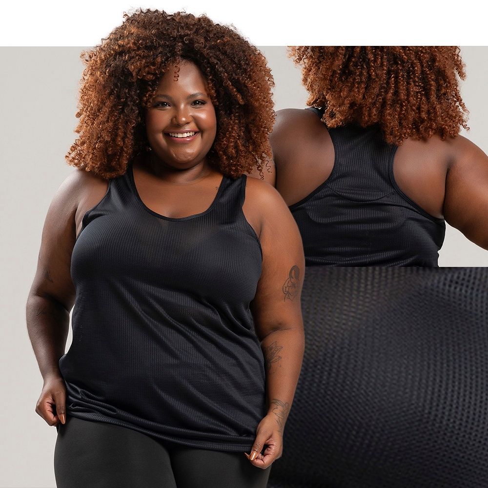 Regata plus size feminina academia camiseta dry musculação caminhada - Sports & Outdoors