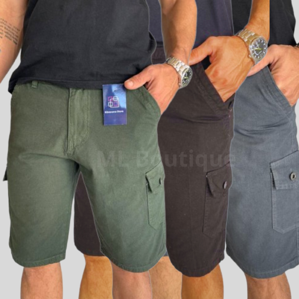 Bermudas Masculinas Jeans Cargo Shorts Jeans Sarja Coloridas 6 Bolsos Novidade