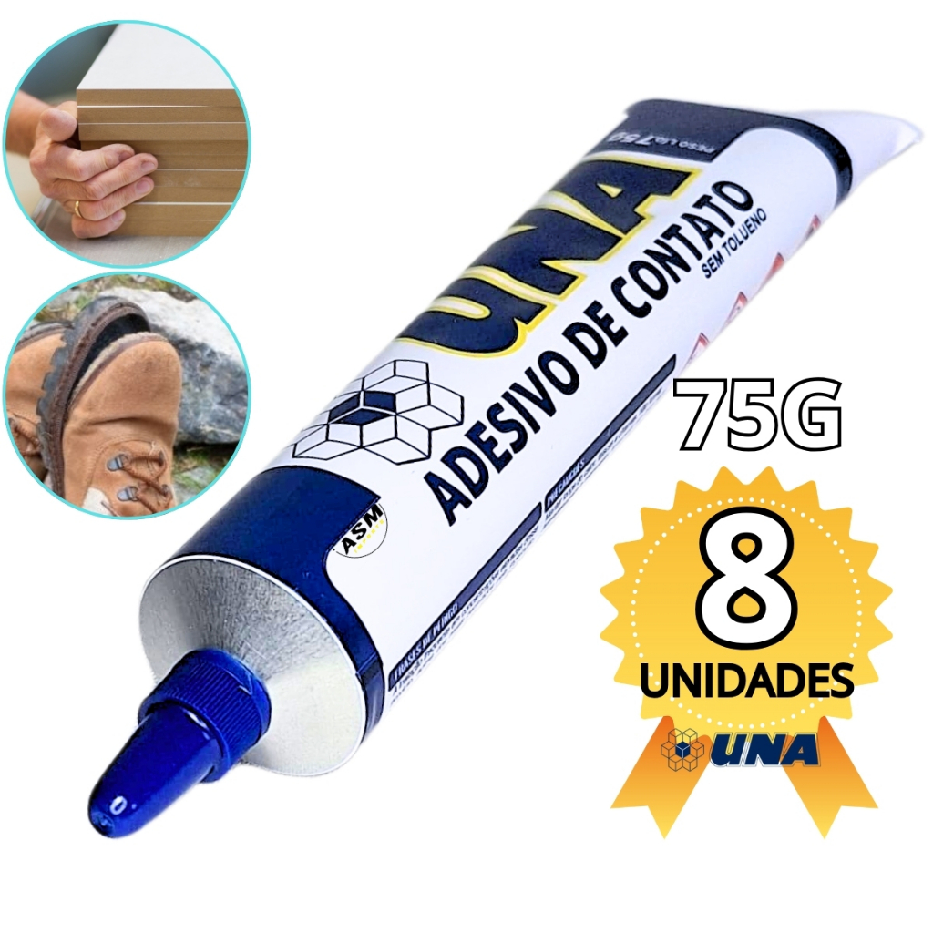 8 unidades Adesivos de Contato Una 75g Fixação Rápida e Durável para Seus Projetos cola em Oferta na Shopee