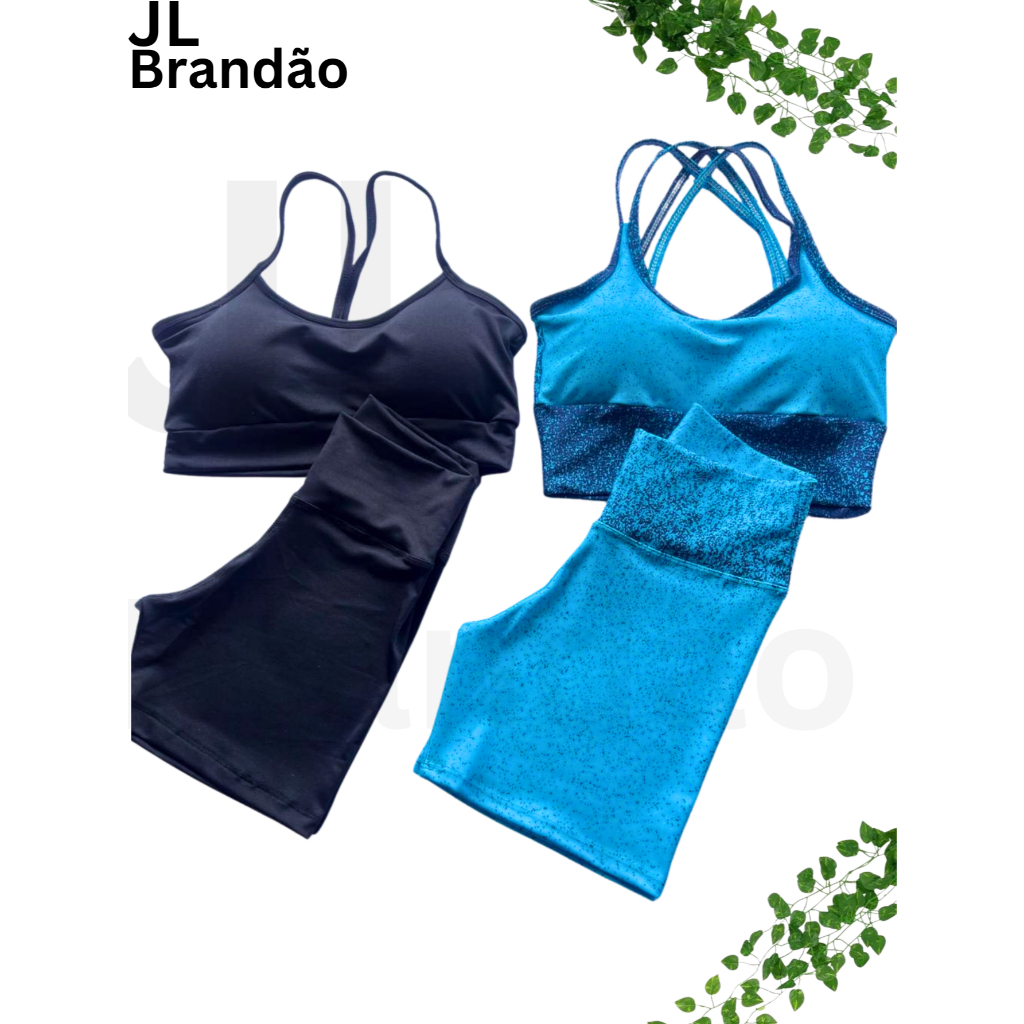 Kit 2 Conjuntos Top e Short Degrade e Alcinha Suplex Fitness Treino Academia Exercícios Físicos
