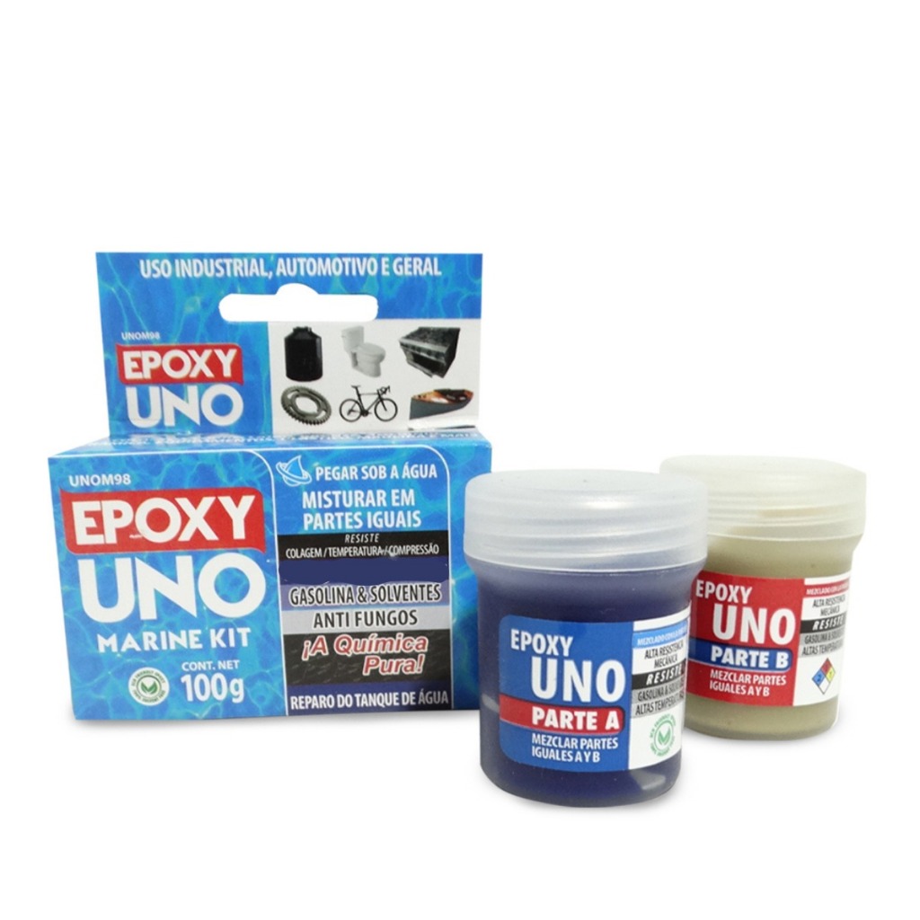 Super Cola Epoxi Uno Alta Temperatura  600°c 100g Marine Kit Resistente a Água
