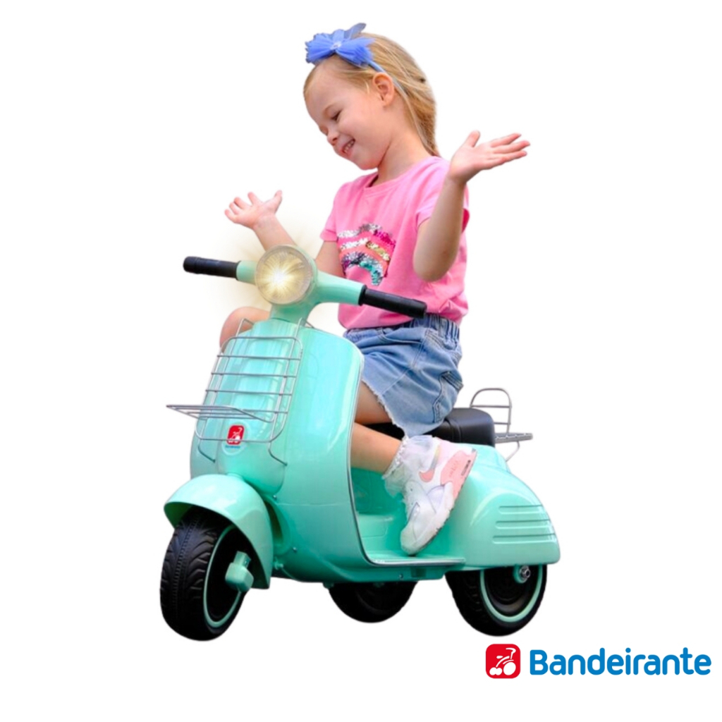 Moto Elétrica Lambreta Luz e Som Infantil Bandeirante Lambreta