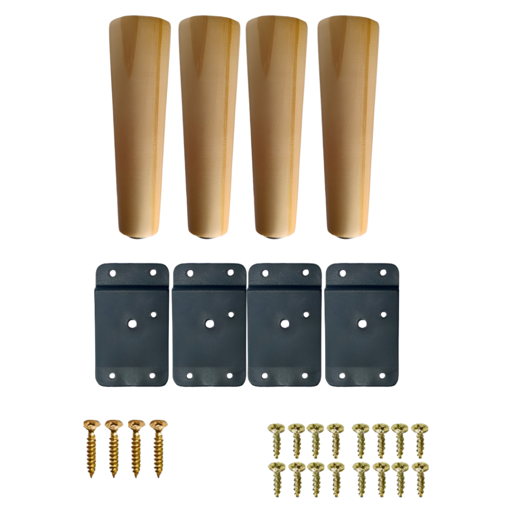 Jogo Kit 4, 6 ou 8 Pés Palito 16cm ou 20cm Madeira Pinus Retrô + Chapinhas e Parafusos