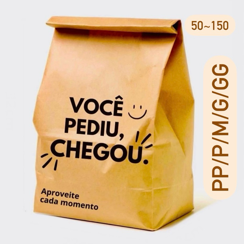 50~150  SACO DELIVERY KRAFT VOCÊ PEDIU CHEGOU TAM PP/P/M/G/GG - REFORÇADO