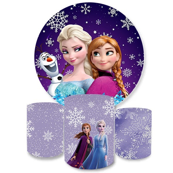 Kit Capas Painel Completo Painel Sublimado com Cilindros Frozen Anna Elsa