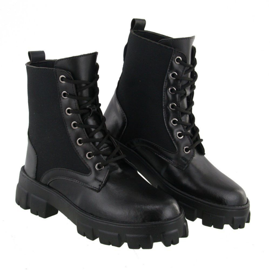 Bota Coturno Militar Feminina Tratorada Platafomra Blogueirinha Lançamento Conforto Top Tendência