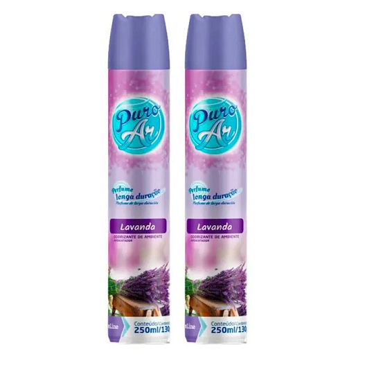 Kit c/2un Odorizador Puro Ar Aerosol Spray Lavanda 250ml