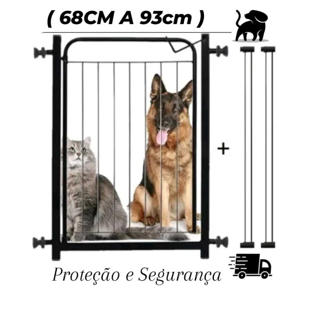 Portão Pet 68cm A 93cm + Extensores Grade de Proteção Cachorro Criança Cerquinha Reforçado