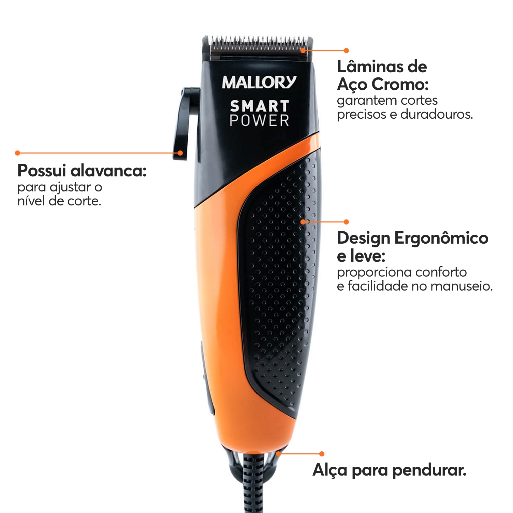 Cortador de Cabelo e Barba Smart Power Mallory