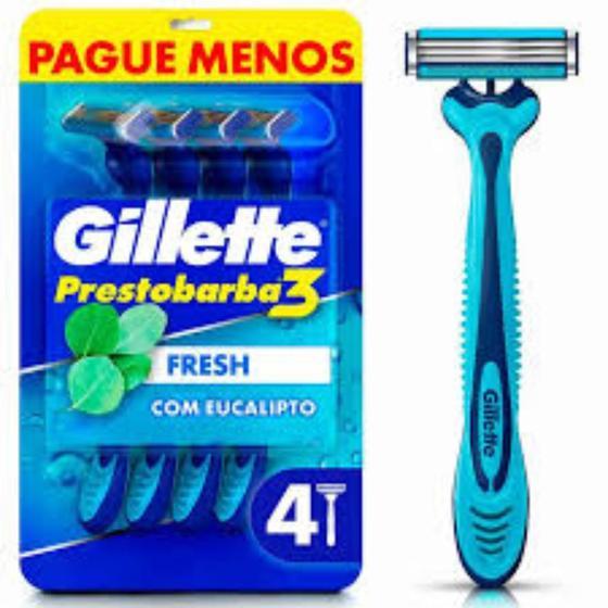 Aparelho de Barbear Descartável Gillette Prestobarba3 Fresh 4 Unidades