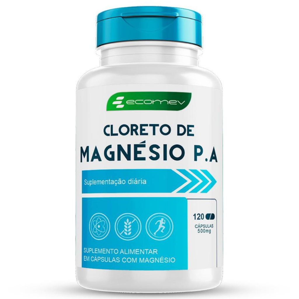 Cloreto de Magnesio PA 500mg Puro Maxima Absorção ossos memoria desempenho muscular