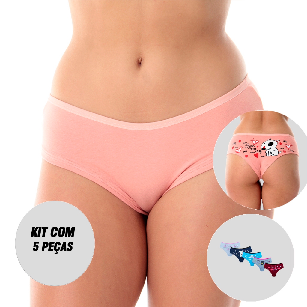 Kit 5 Calcinhas Calesson Algodão Penteado Sula Lingerie - Women Clothes