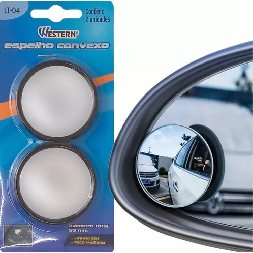 2 Espelho Convexo Auxiliar Universal Olho De Boi Ponto Cego