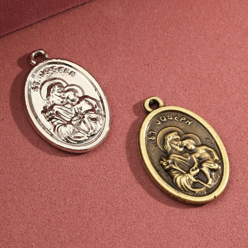 Medalhas Pingentes São José Devocional Para Pulseira Colar e Terços - Medalha São José em Oferta na Shopee