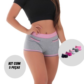Kit 5 Calcinhas Shortinho Algodão Maui Cintura Alta Moda Feminina em Oferta na Shopee