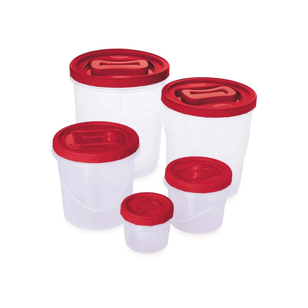Conjunto Porta Mantimentos Transparente Rosca Com 5 Potes