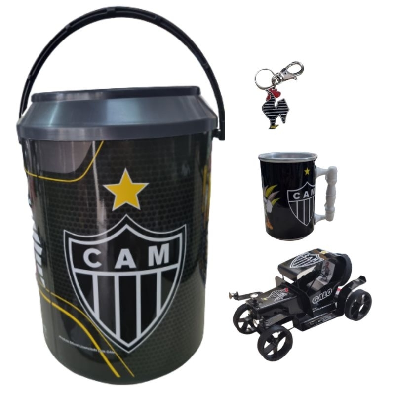 Cooler Térmico Caixa Térmica Atlético-MG Copo Térmico Carrinho De Metal Mais Chaveiro
