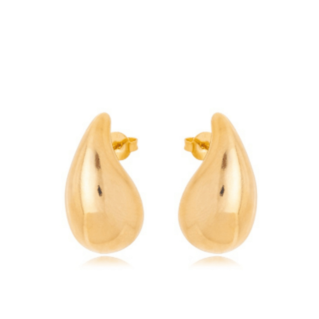 Brinco Feminino De Gota D'água Virgula Minimalista Folheado A Ouro 18k