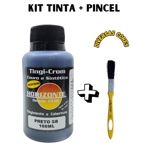 Tinta Tingicrom 100ml + pincel 714 - 1/2 Condor para couros, sintéticos, sapatos, bolsas, jaquetas