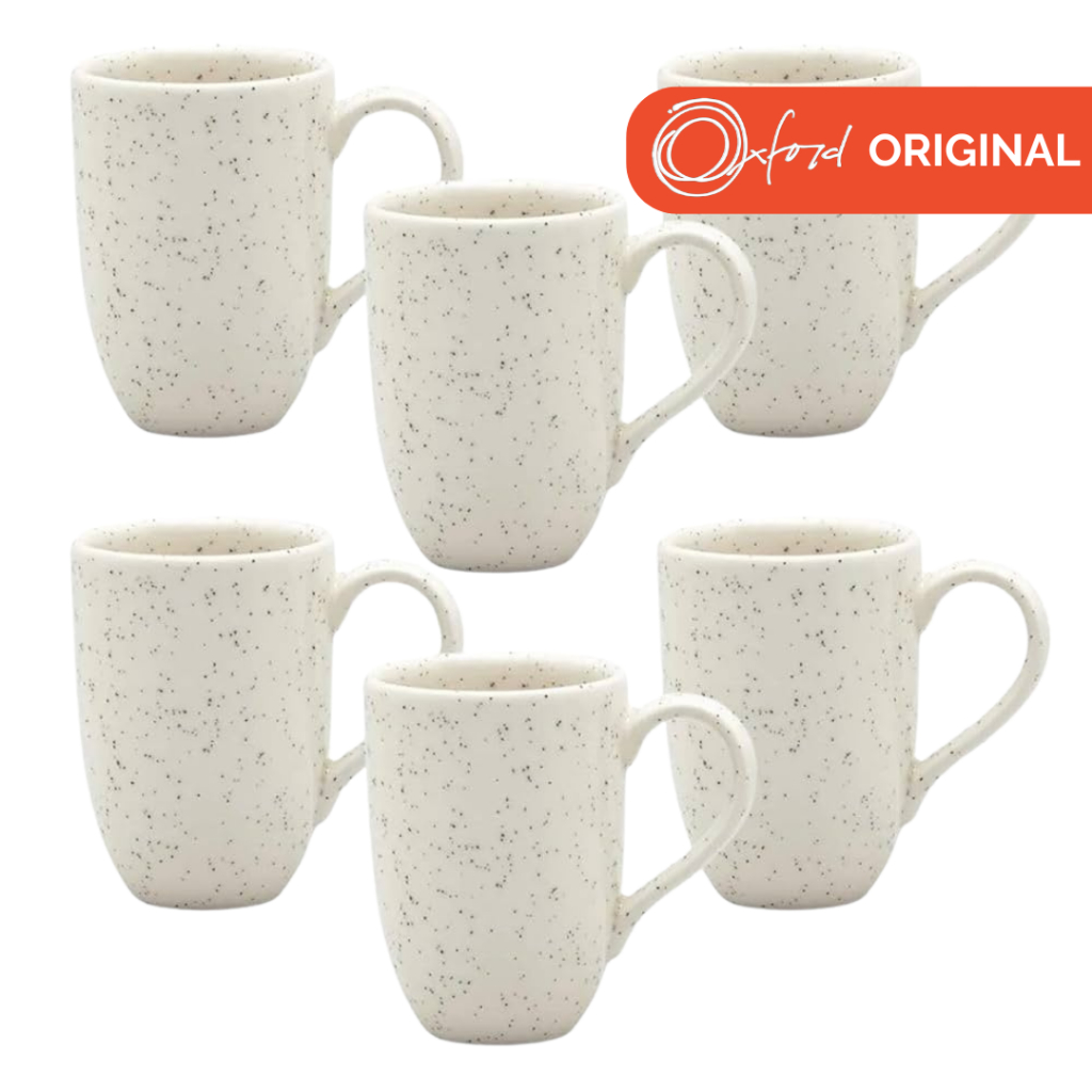 Cj 06 Canecas em Porcelana 350ml Flat Chuvisco - Oxford