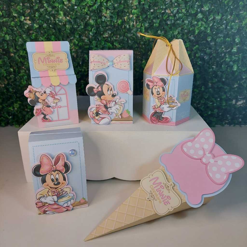 Kit Personalizado para Festas Minnie Confeitaria / Mimos de Aniversário Lembrancinhas Caixinhas Personalizadas