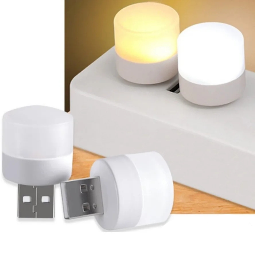 Mini Luminária LED USB Computador Notebook Abajur Leitura Luz Branco Quente e Branco Frio